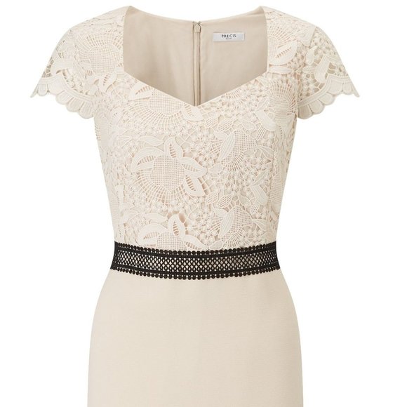 Precis Petite Women Cream Lace Top Dress US L (14) - Picture 1 of 9